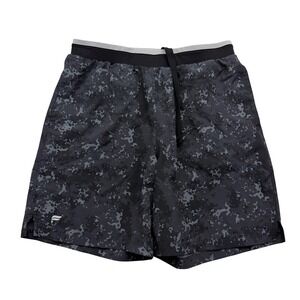 Fabletics Shorts Sz Medium Black Camo Fundamental Training Activewear 7" Inseam